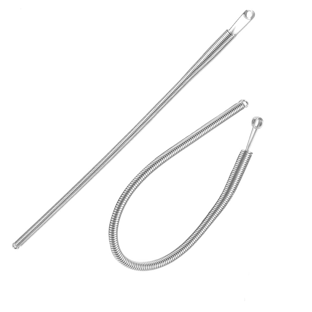 Silvery bendable spring drawstring threader with loop-and-eyelet ends