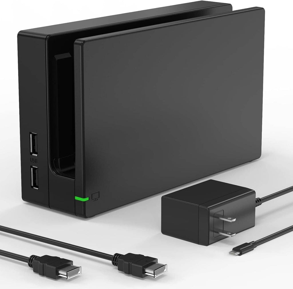 Black 3-in-1 Switch TV dock station with side USB port and connectors