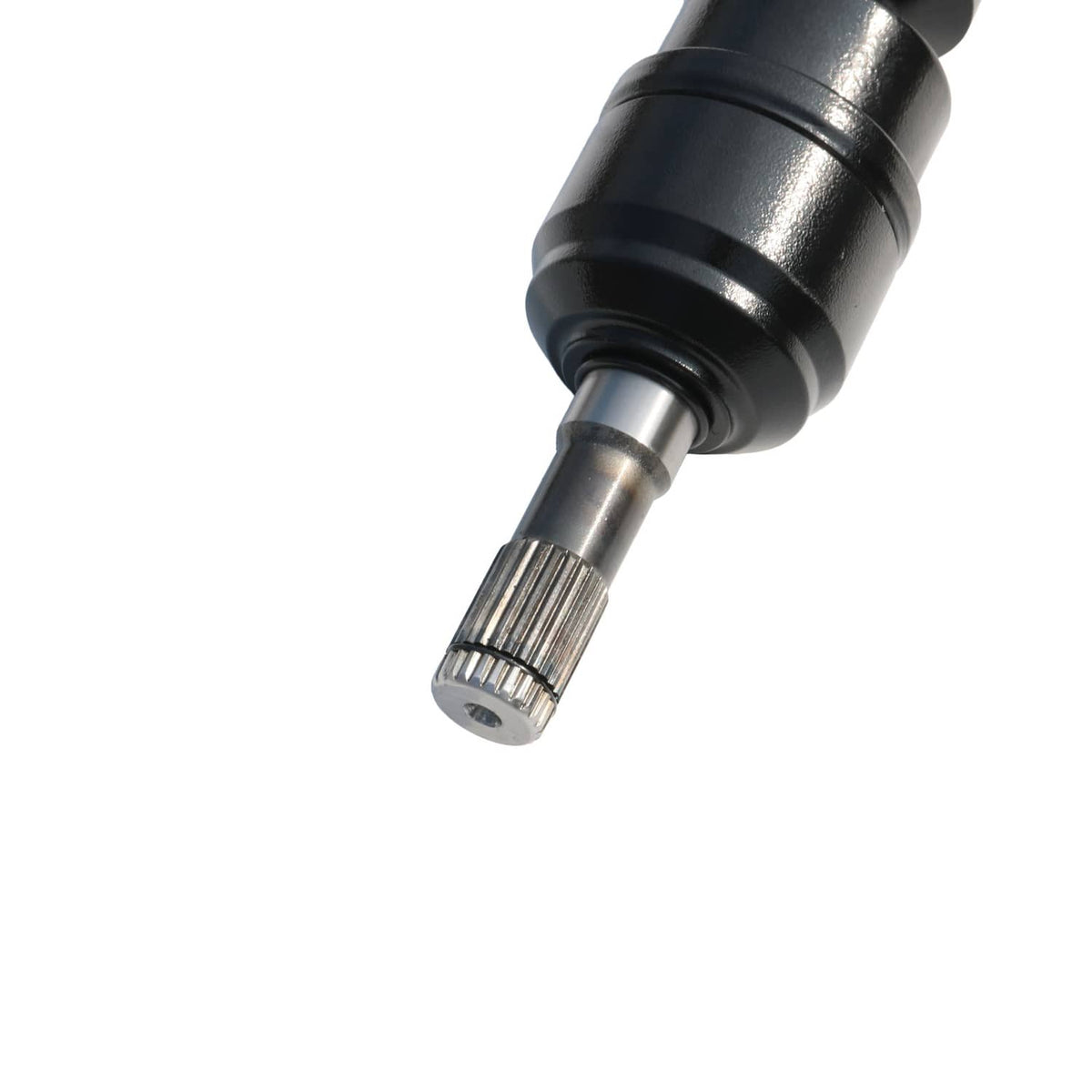 Rear propeller shaft slip yoke with black housing and silver splined shaft
