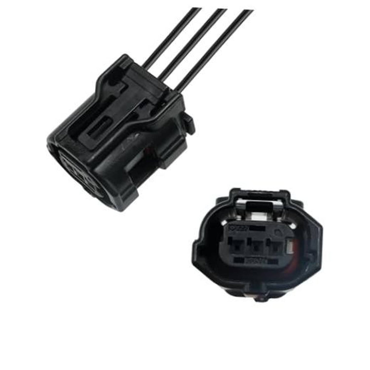 Black camshaft sensor connector pigtail with two-pin plug and wire leads