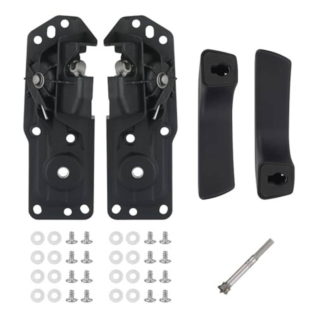 Black interior door lock handle set: two latch mechanisms, handle covers, screws, rod
