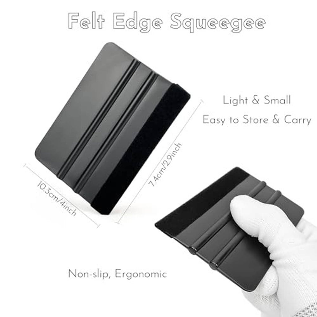 Lightweight felt edge squeegee with non-slip ergonomic grip in black and gray.