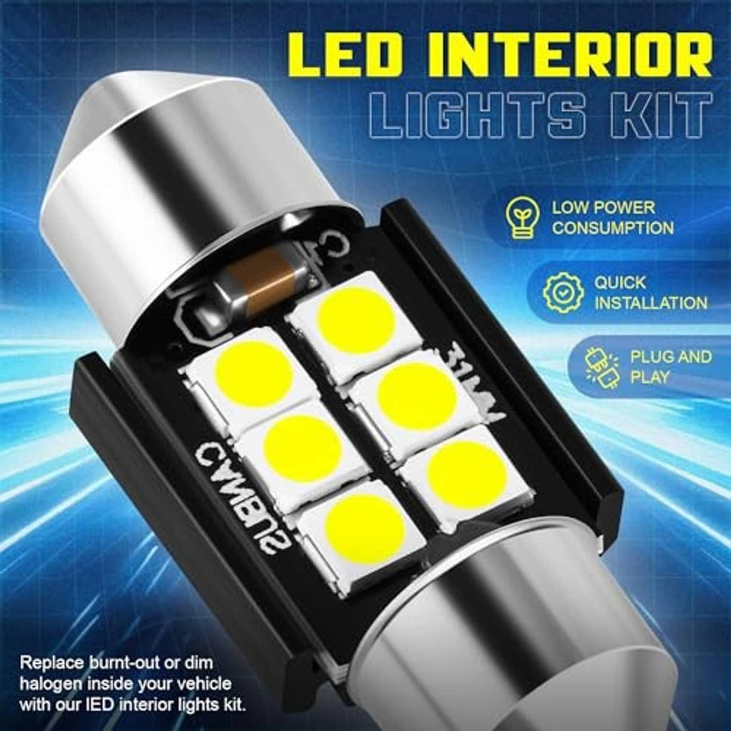LED interior dome light bulbs kit with 6 LED chip layout on a bulb base