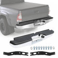 Rear step bumper assembly with black step pads, chrome trim, and mounting bolts