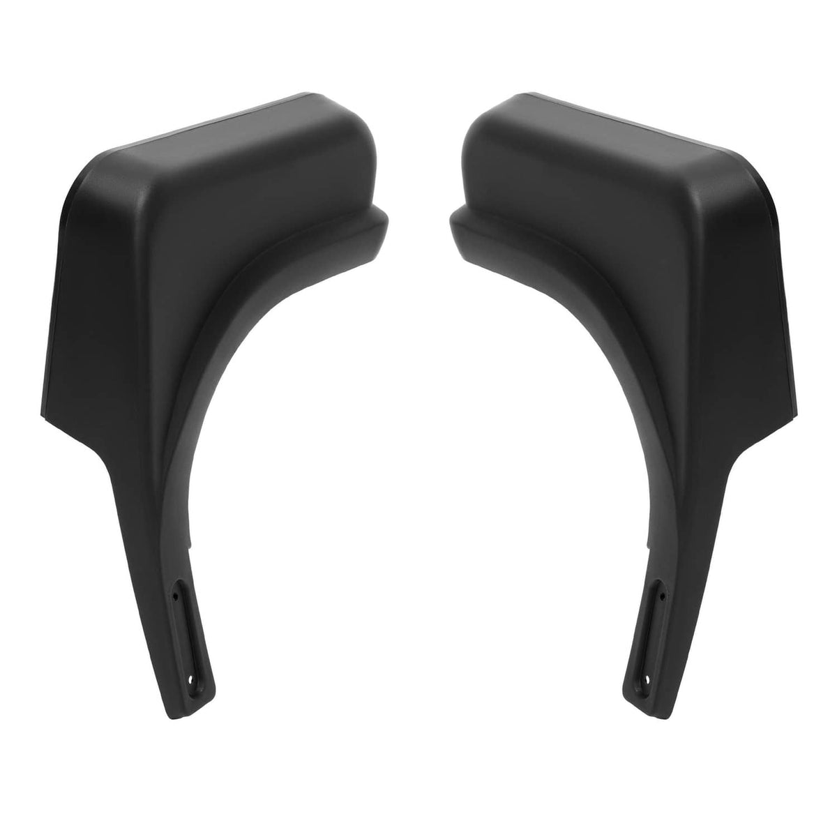 Black curved golf cart fender cap pair with rectangular side mounting tabs