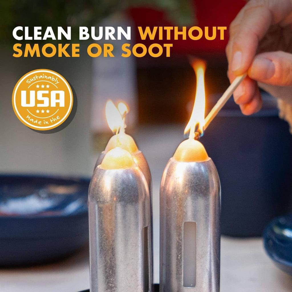 Burning natural beeswax candles with wicks, close-up view