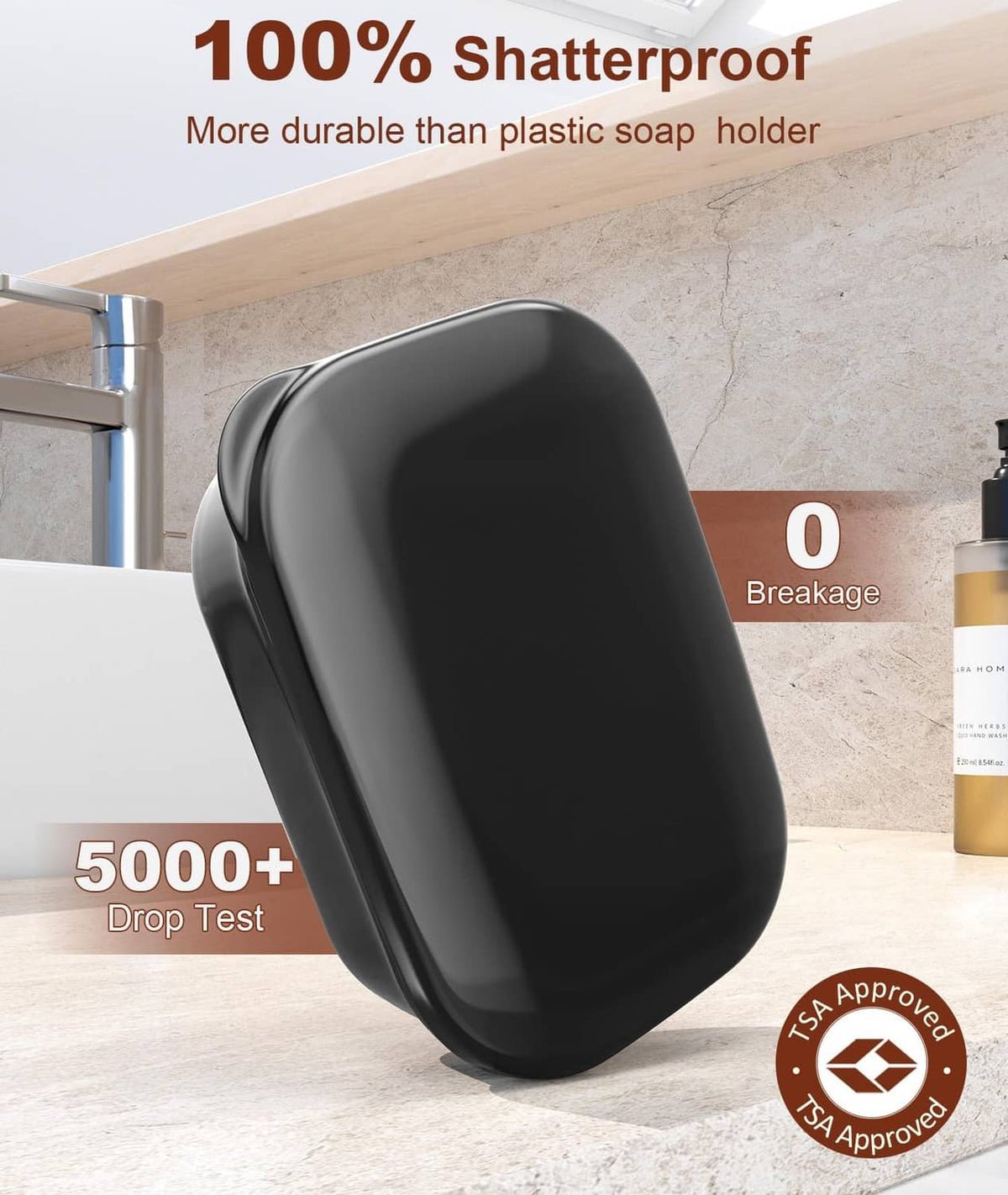 Black soap dish with lid, rounded design