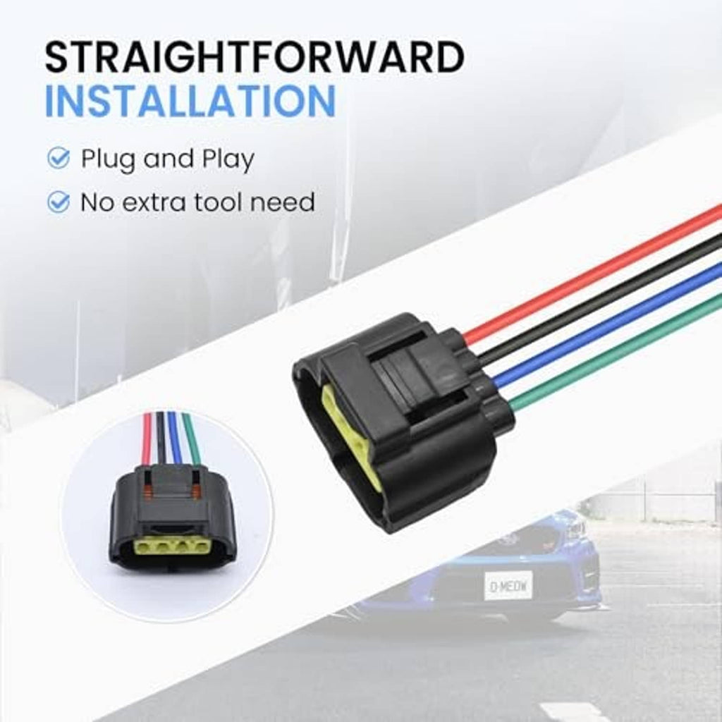 Black electronic connector with multicolor wire leads and plug housing