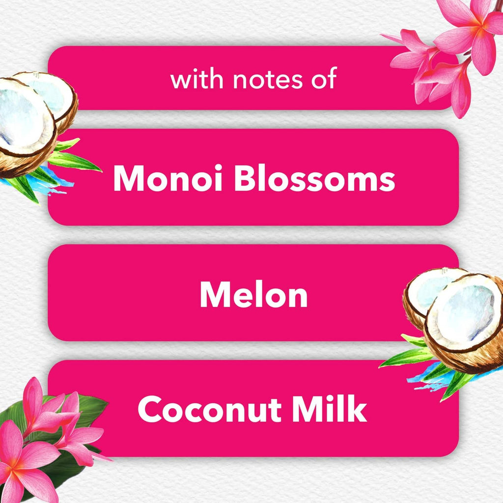 Scent notes list: Monoi Blossoms, Melon, Coconut Milk for plug-in refills