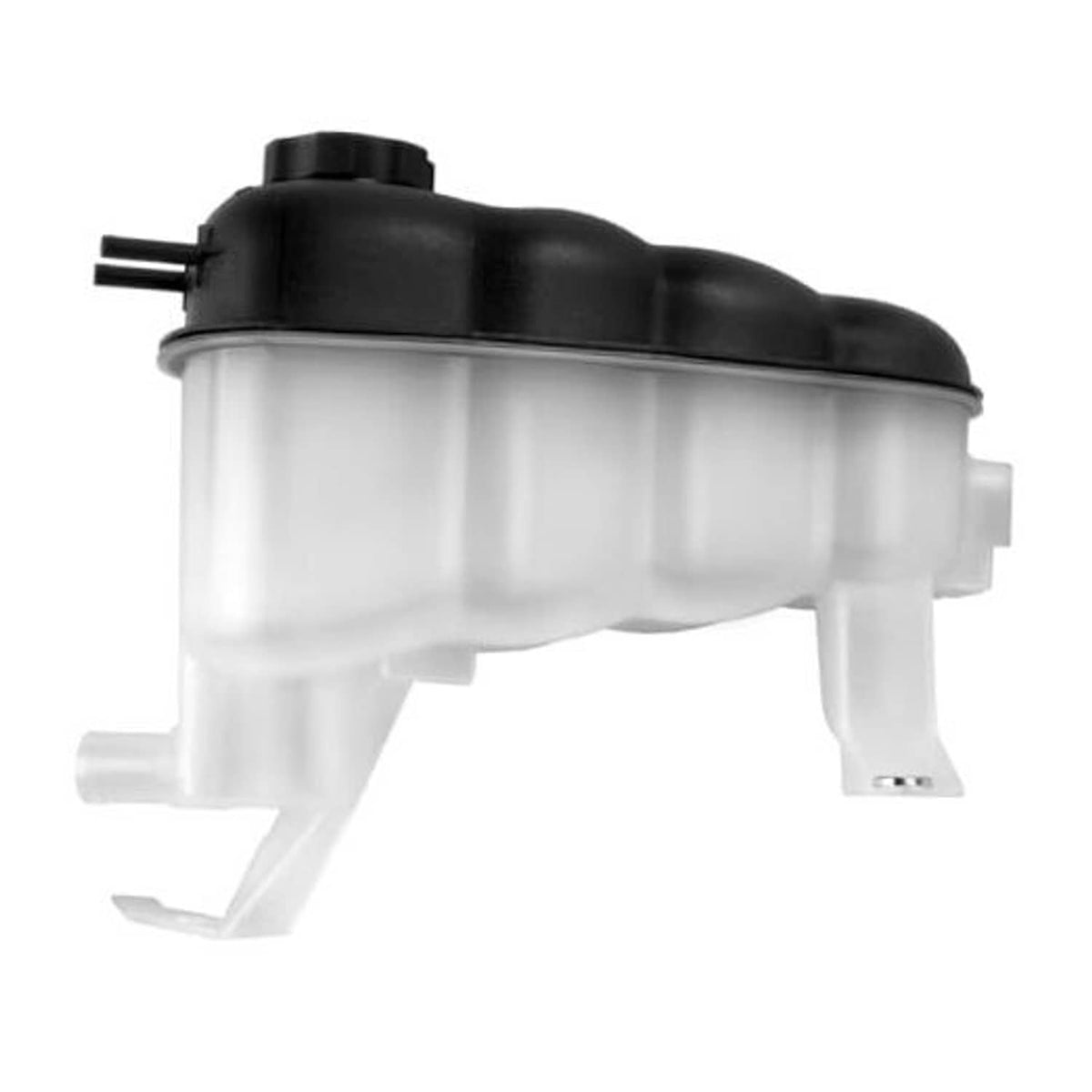 Engine coolant expansion reservoir tank with black cap and translucent body