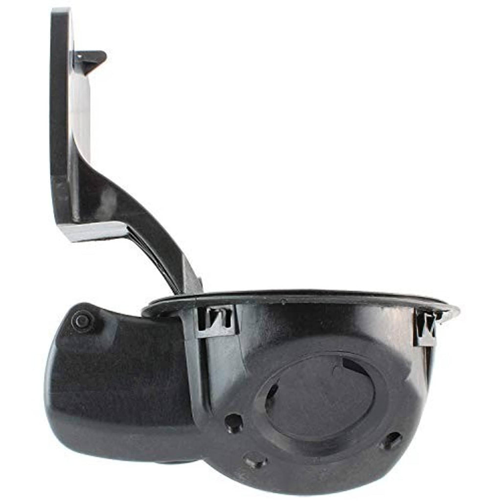 Fuel filler door housing pocket assembly, molded black plastic housing with bracket arm