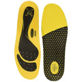 Yellow and black replacement insoles with arch support, odor-control lining