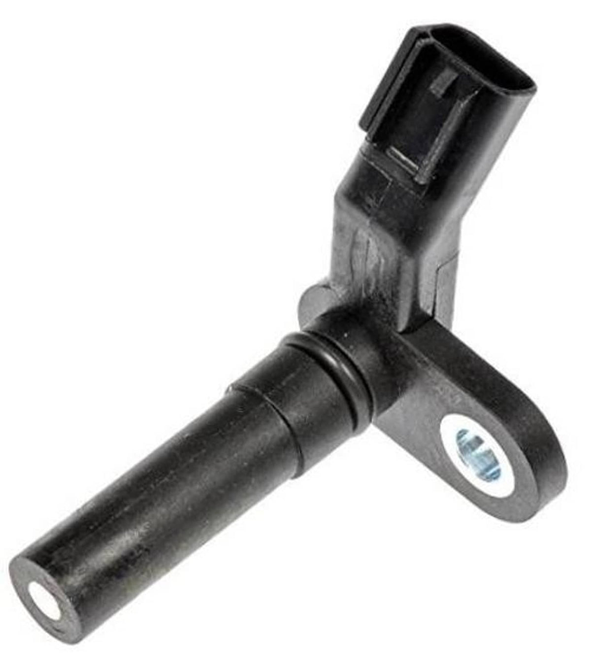 Crankshaft position sensor with black plastic connector and metal mounting tab