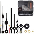 Clock movement housing in black with decorative clock hands and mounting parts