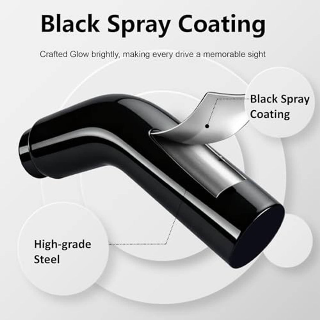 Black spray-coated stainless exhaust elbow, curved single-piece pipe