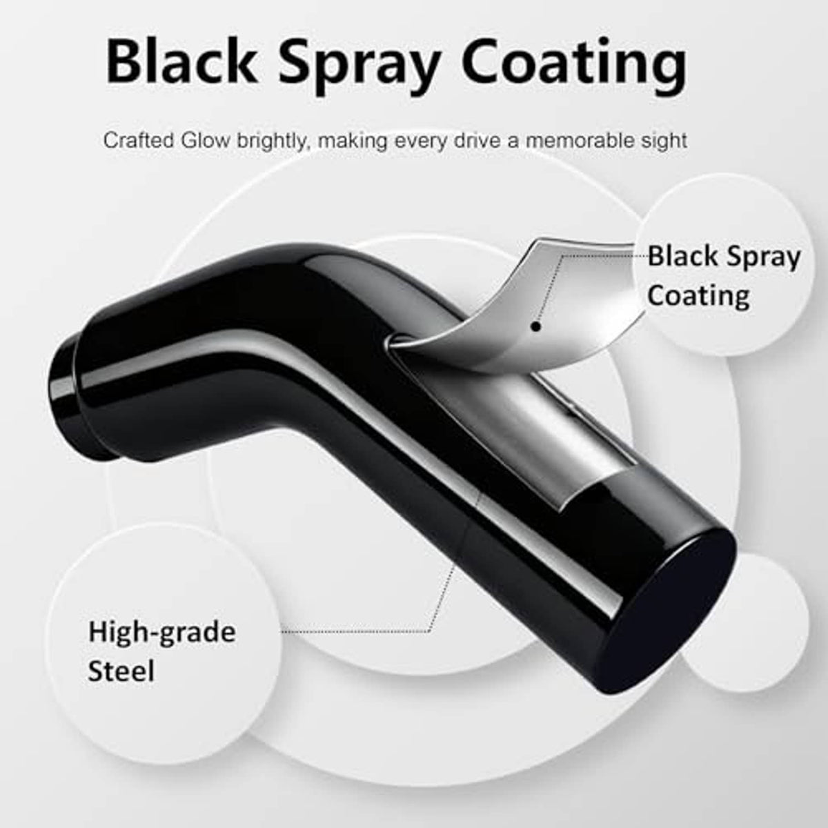 Black spray-coated stainless exhaust elbow, curved single-piece pipe