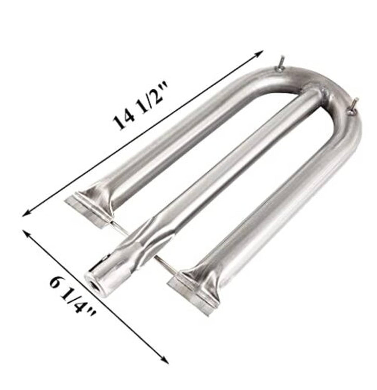 Stainless steel U-shaped burner tube assembly with 14 1/8 in length and 6 1/4 in width