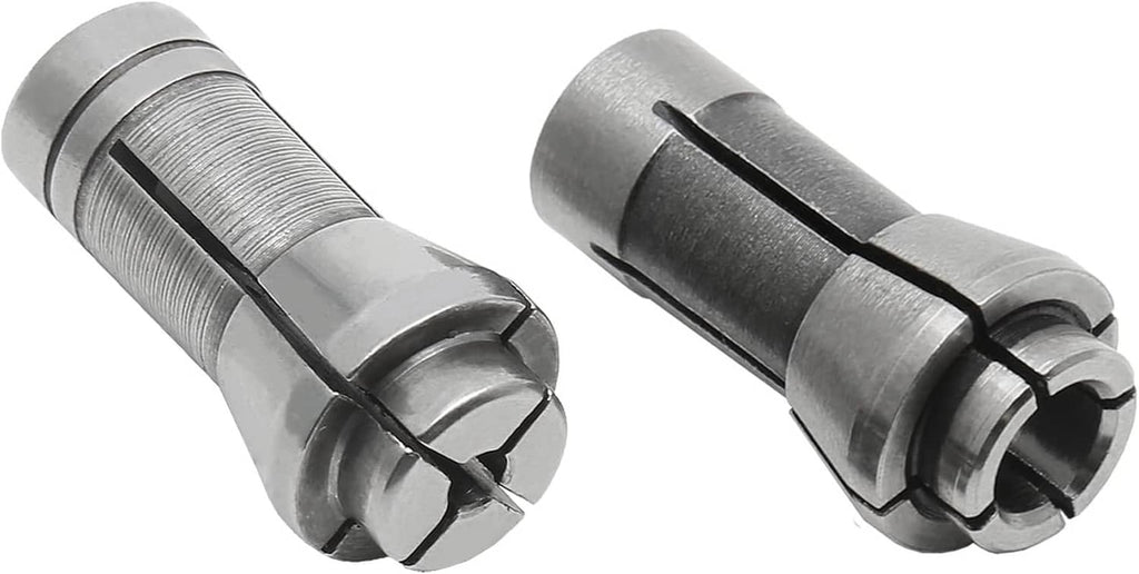 Die grinder collets showing cylindrical collet bodies and threaded chuck ends