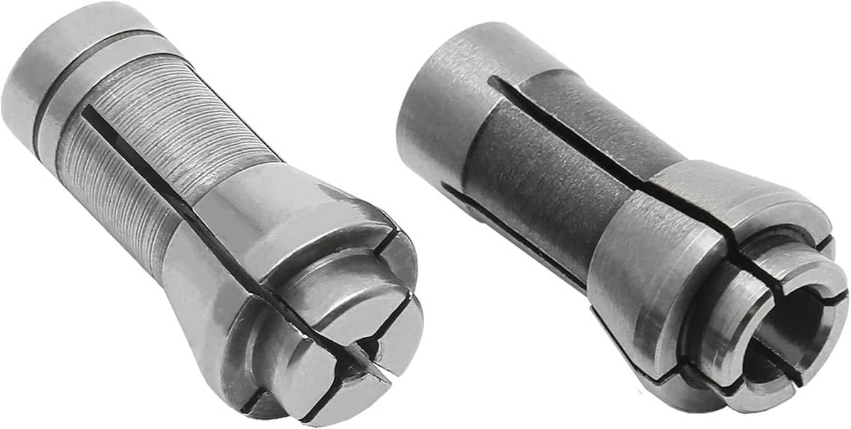 Die grinder collets showing cylindrical collet bodies and threaded chuck ends