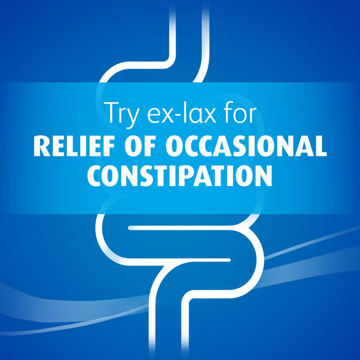 Ex-Lax relief of occasional constipation promotional graphic with colon icon