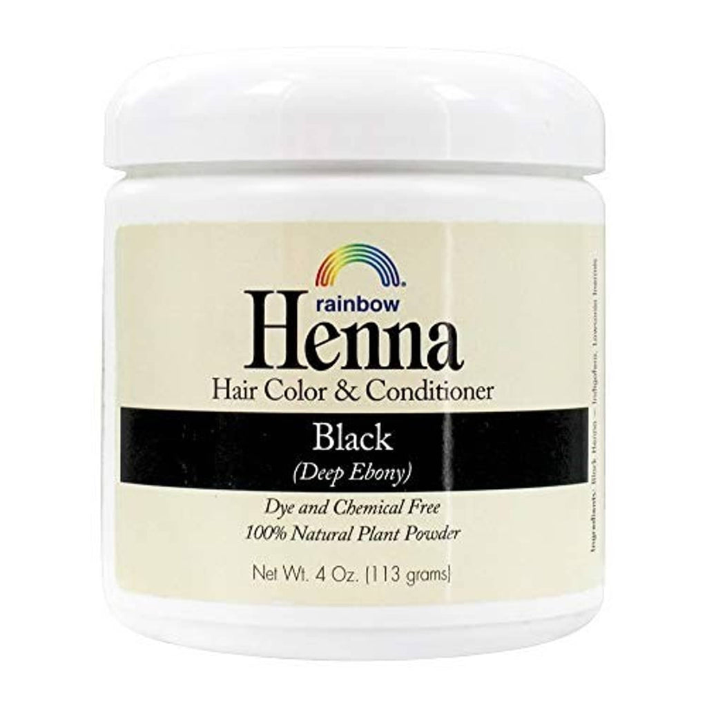 Rainbow Henna hair color & conditioner jar, Black (Deep Ebony), 4 oz