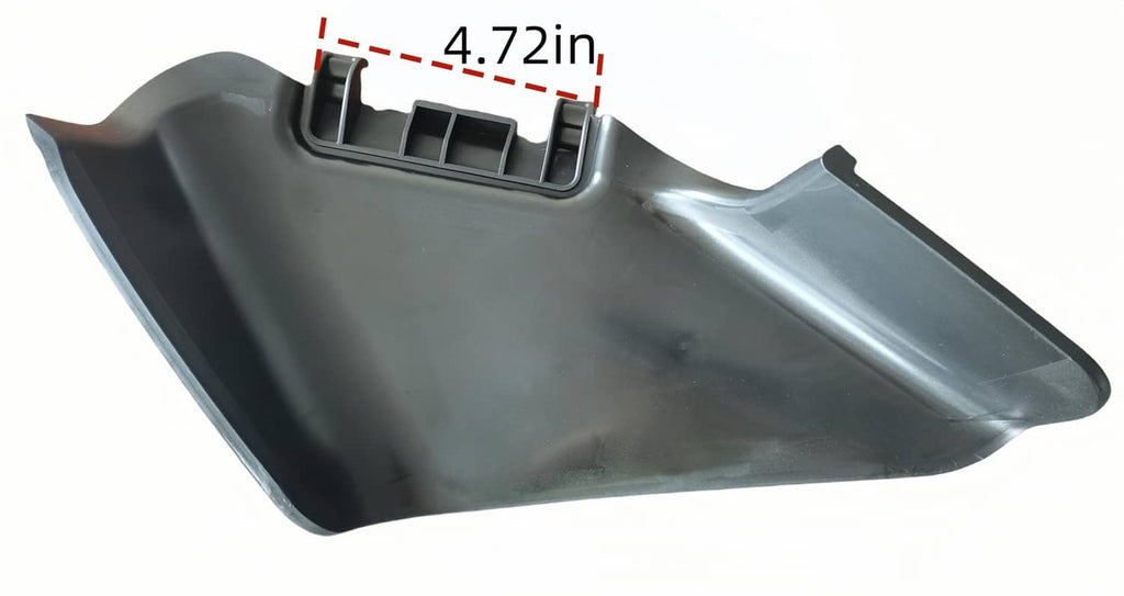 Black side discharge chute with 4.72 in measurement indicator