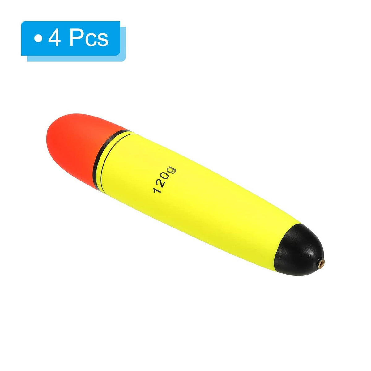 120g EVA slip bobber, red cap and yellow body with black pointed base
