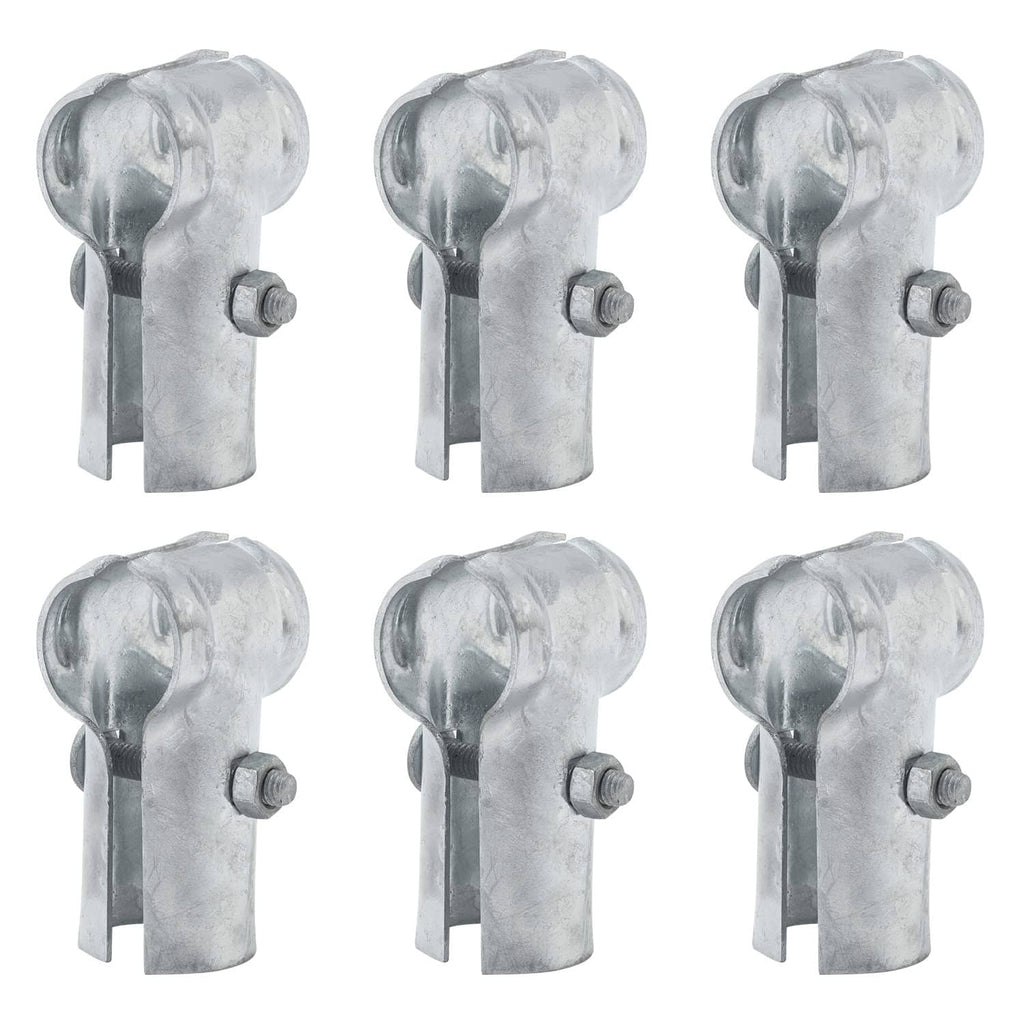 Galvanized end rail clamp fittings, silver steel with bolt hole and curved pipe end