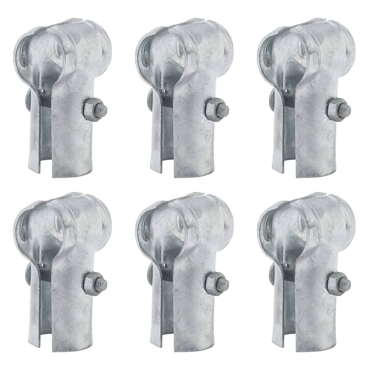 Galvanized end rail clamp fittings, silver steel with bolt hole and curved pipe end