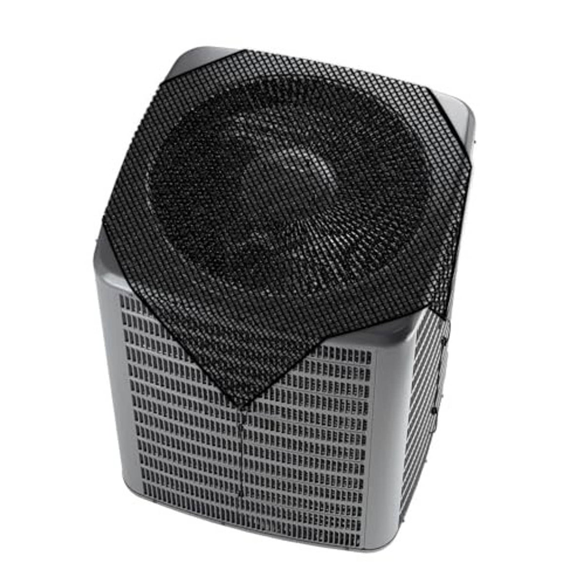 Black mesh air conditioner cover with hexagonal top and vented front panel