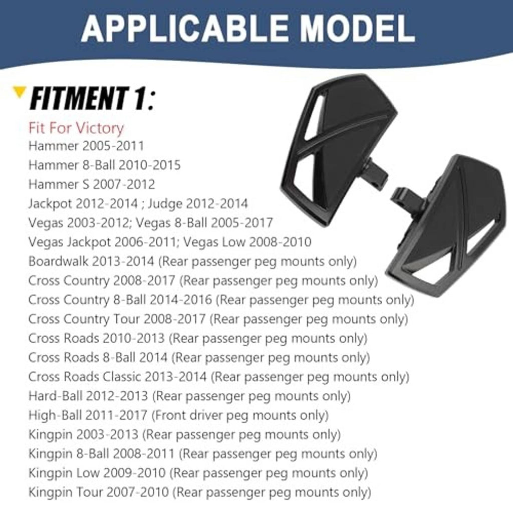 Applicable model chart for motorcycle mini floorboard pegs, fitment list layout
