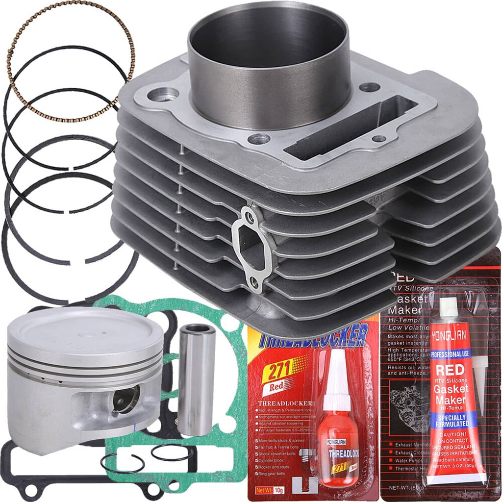 Aluminum cylinder and piston top end kit with piston rings and sealing gaskets