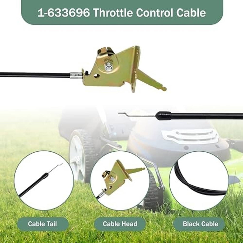 Throttle control cable with black cable, gold head and tail connectors