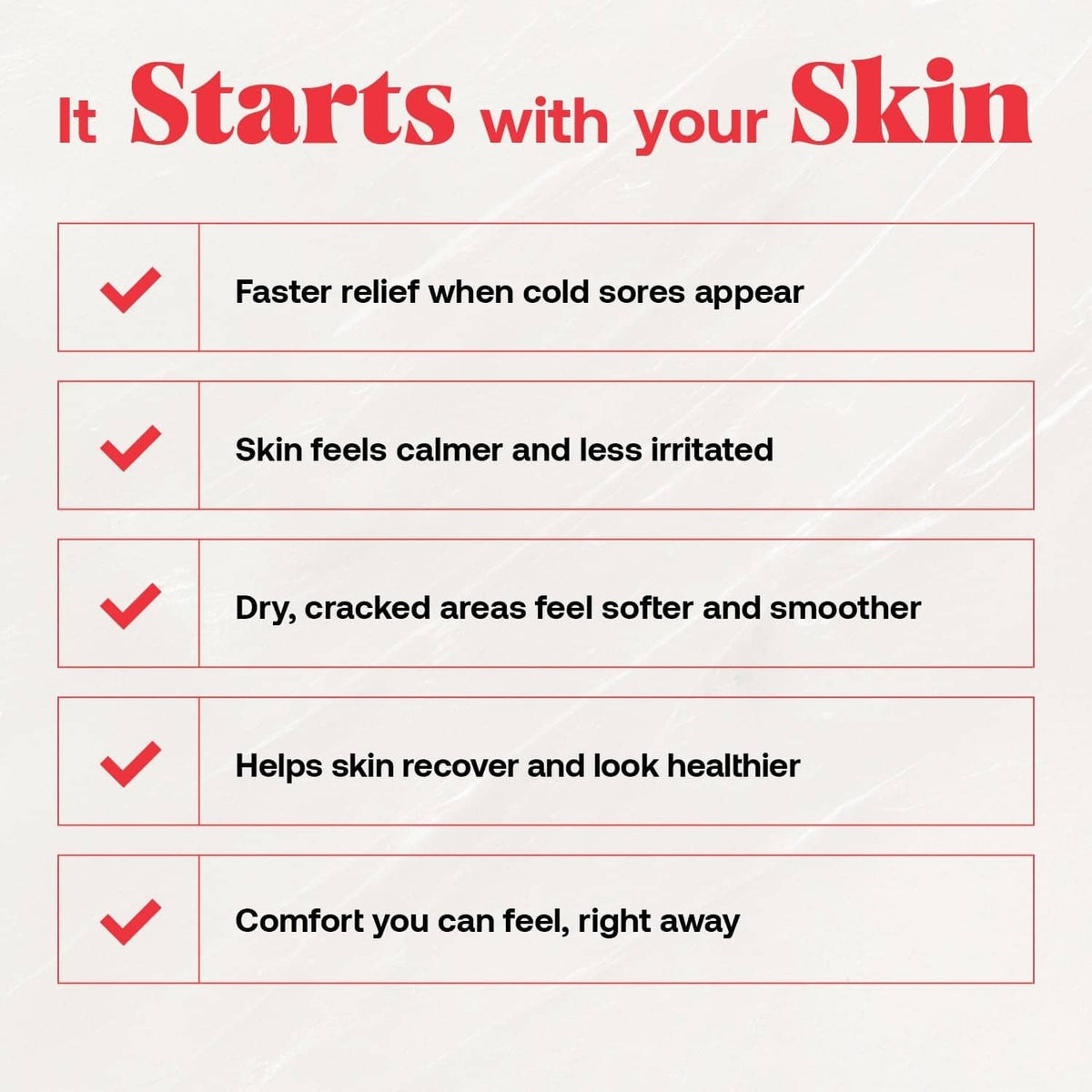 L-Lysine ointment benefits list on packaging, with checkmarks and red text