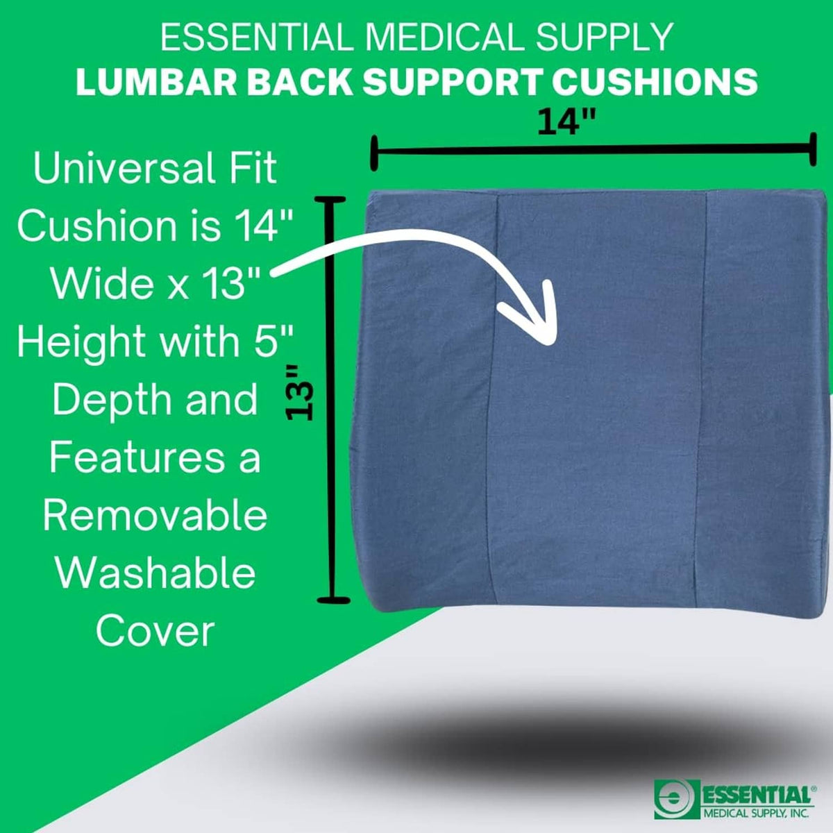 Navy contoured lumbar cushion with stitched panels and curved molded back