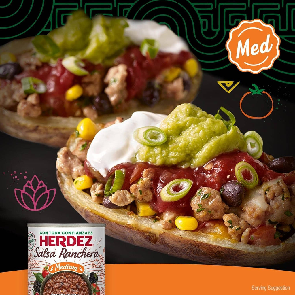 HERDEZ Salsa Ranchera medium can with serving suggestion card, creamy green salsa