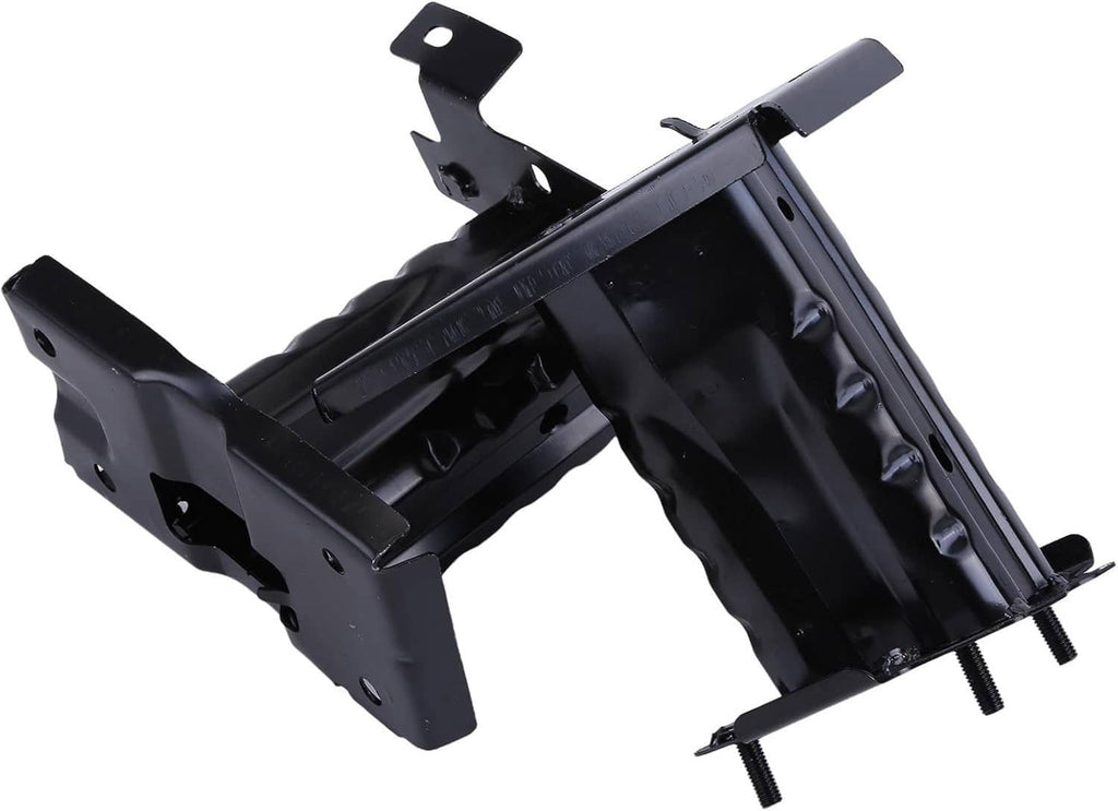 Black bumper reinforcement bracket assemblies with metal base plates and mounting pins