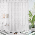 Clear long shower curtain with vertical texture and weighted bottom grommets