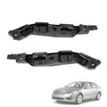 Front bumper cover support bracket set, black plastic/metal components for mounting