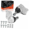 Pair of front upper ball joints with mounting hardware, silver arms and black boots