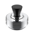 Pressure canner regulator weight with black top and silver ring base.