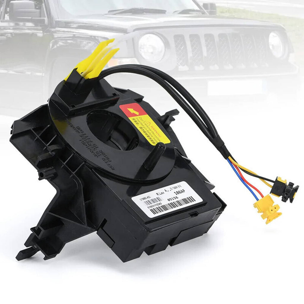 Clock spring assembly with wire harness and yellow connector plugs