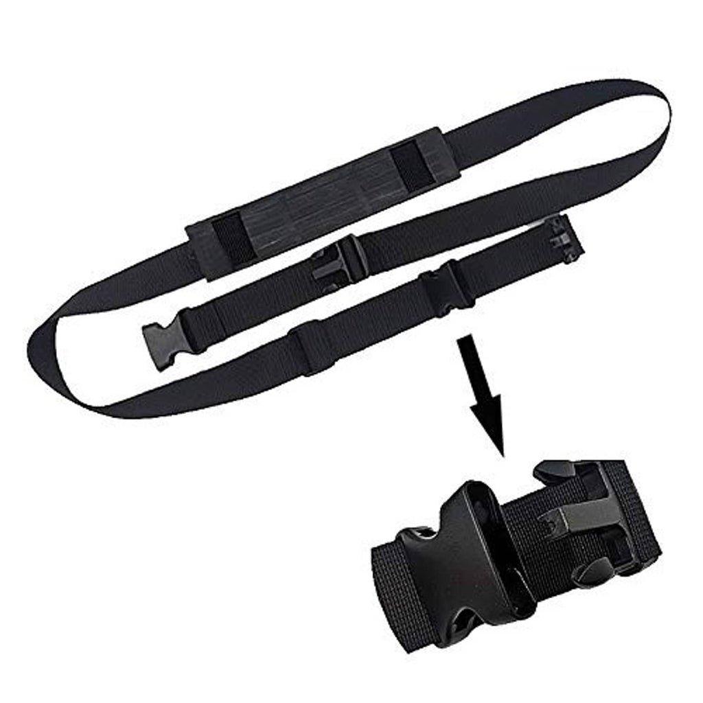 Black longboard sling straps with adjustment buckles and metal clips.