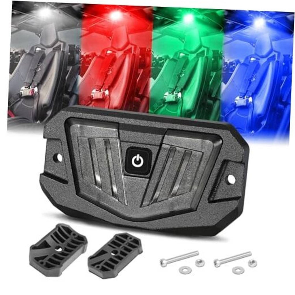 UTV RGBW LED dome light switch housing with mounting brackets and screws