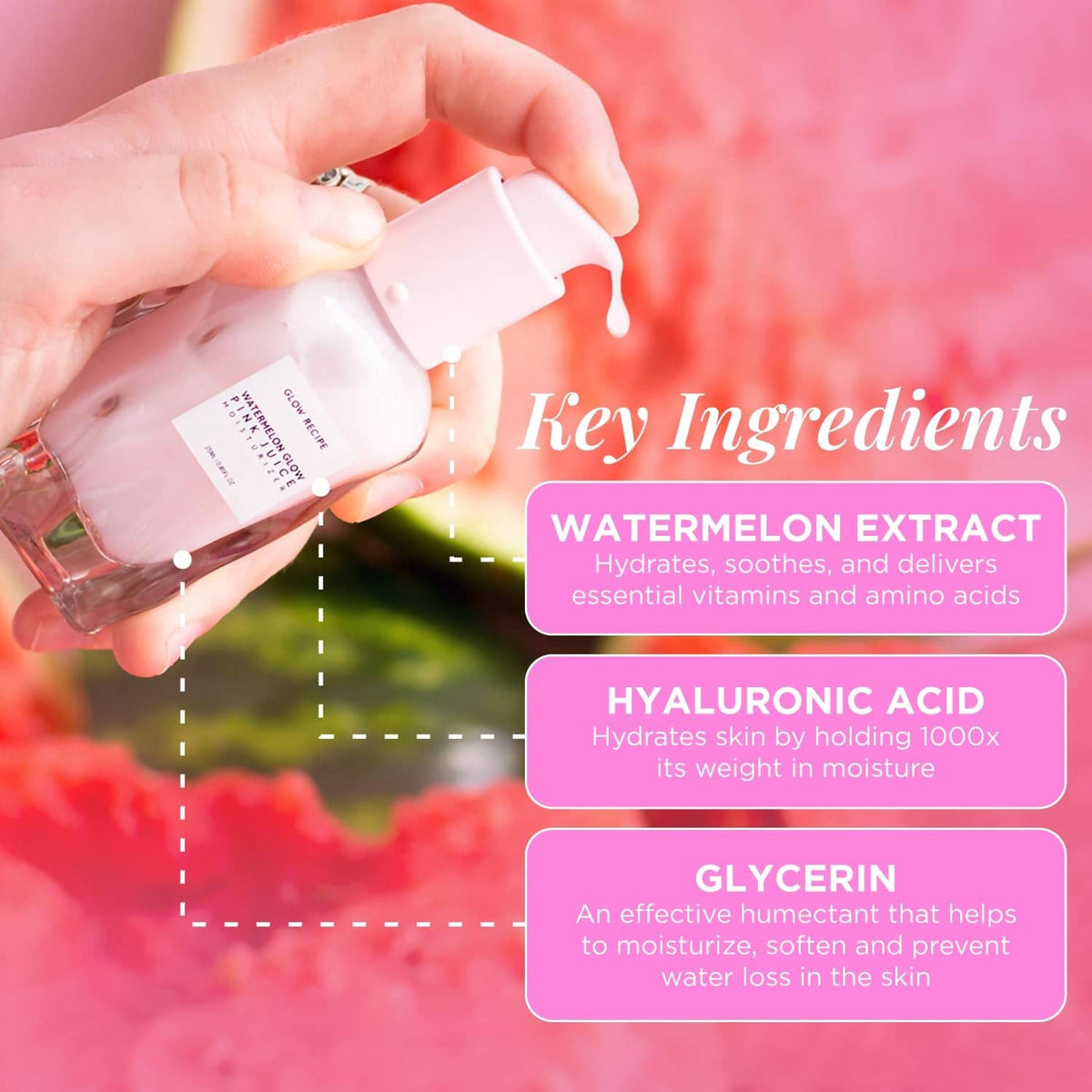 Skincare blur drops bottle held in hand with a white cap dropper