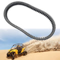 Clutch drive belt loop with dark ribbed teeth for off-road utility vehicles
