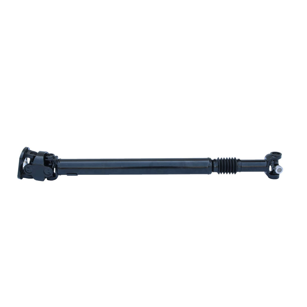 Front drive shaft assembly with two end yokes and rubber boots, black steel