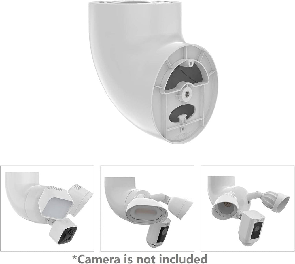 White eave mount bracket with circular interior mount and screw points