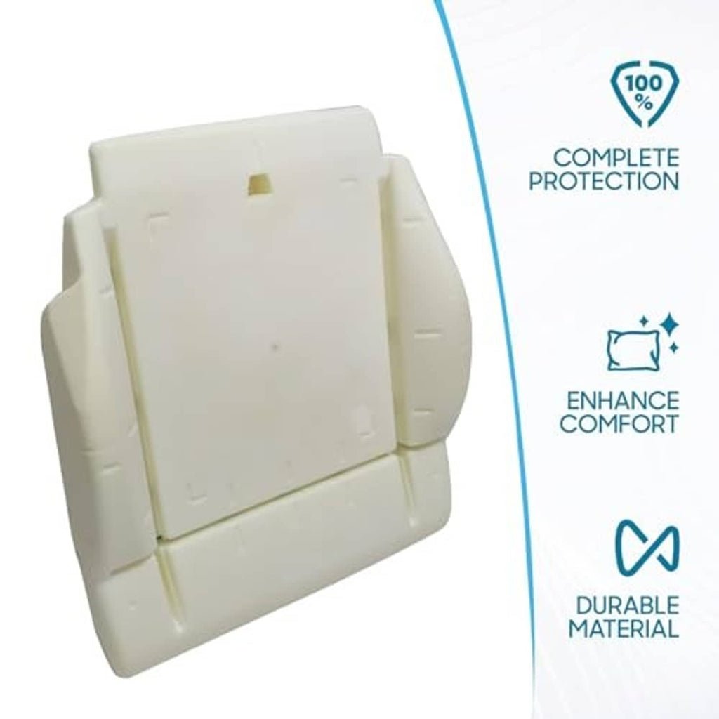 Beige front seat bottom foam cushion insert, angled side view