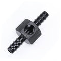 Black metal barb-to-NPT sensor gauge adapter fitting, with knurled grip detail